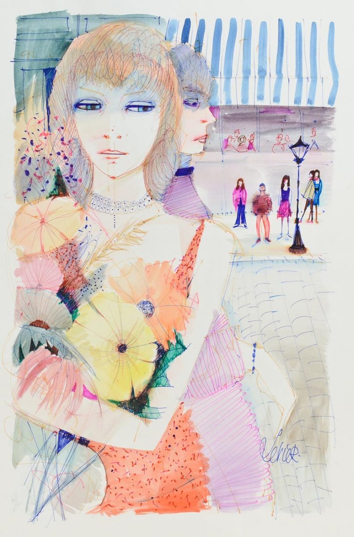 Charles Levier Young Woman Watercolor (1 of 2)