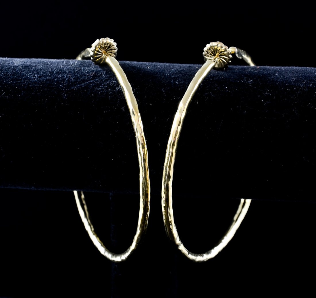 Ladies 18K Ippolita Hoop Earrings: 18kt Ippolita hoop gold earrings. 6.9 dwt, great condition. 68mm in size.