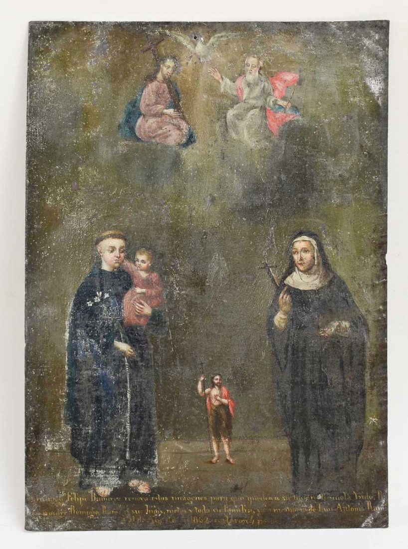 Spanish Colonial Religious Painting on tin (1 of 2)