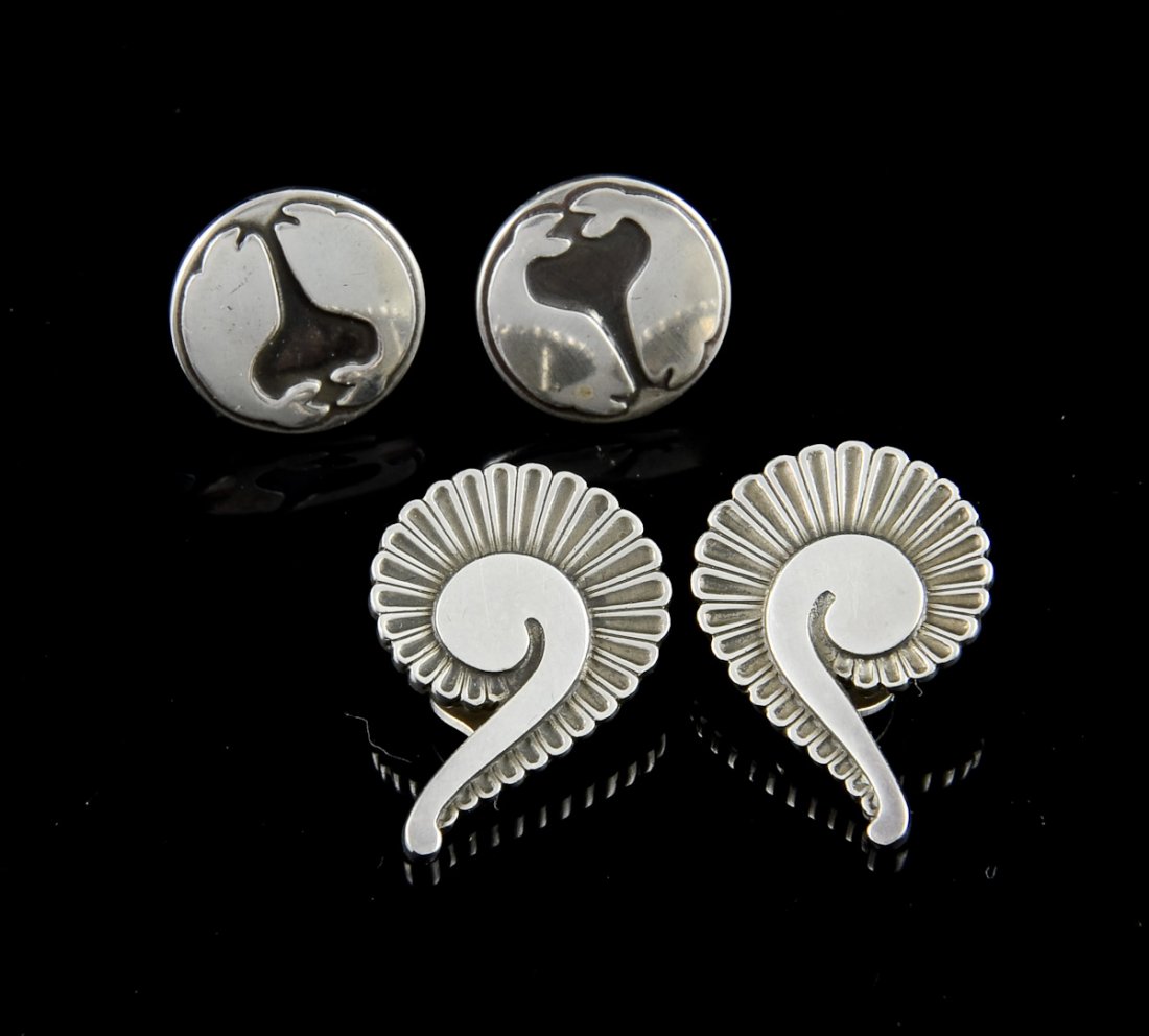 2 Pairs Georg Jensen Silver Earrings (1 of 5)