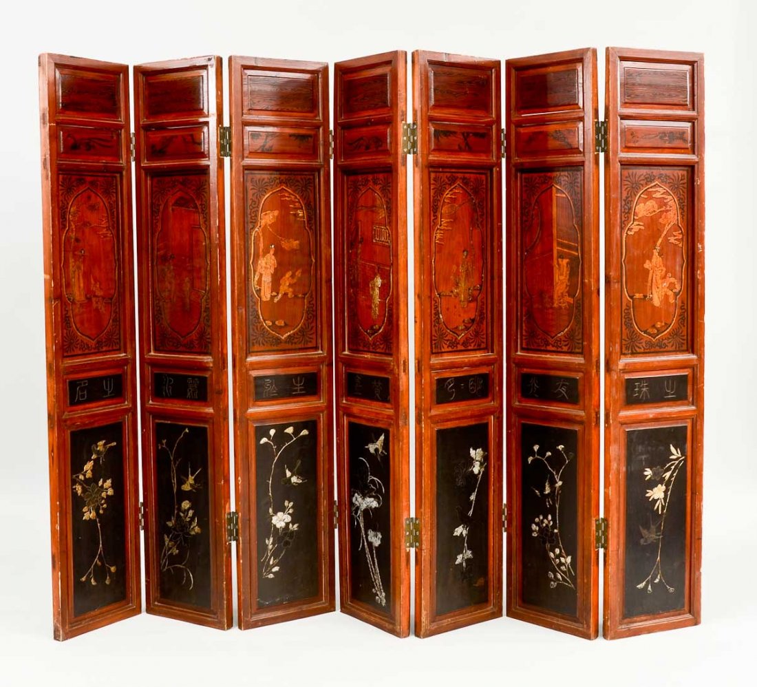 Chinese painted Wood Coromandel Screen (1 of 4)