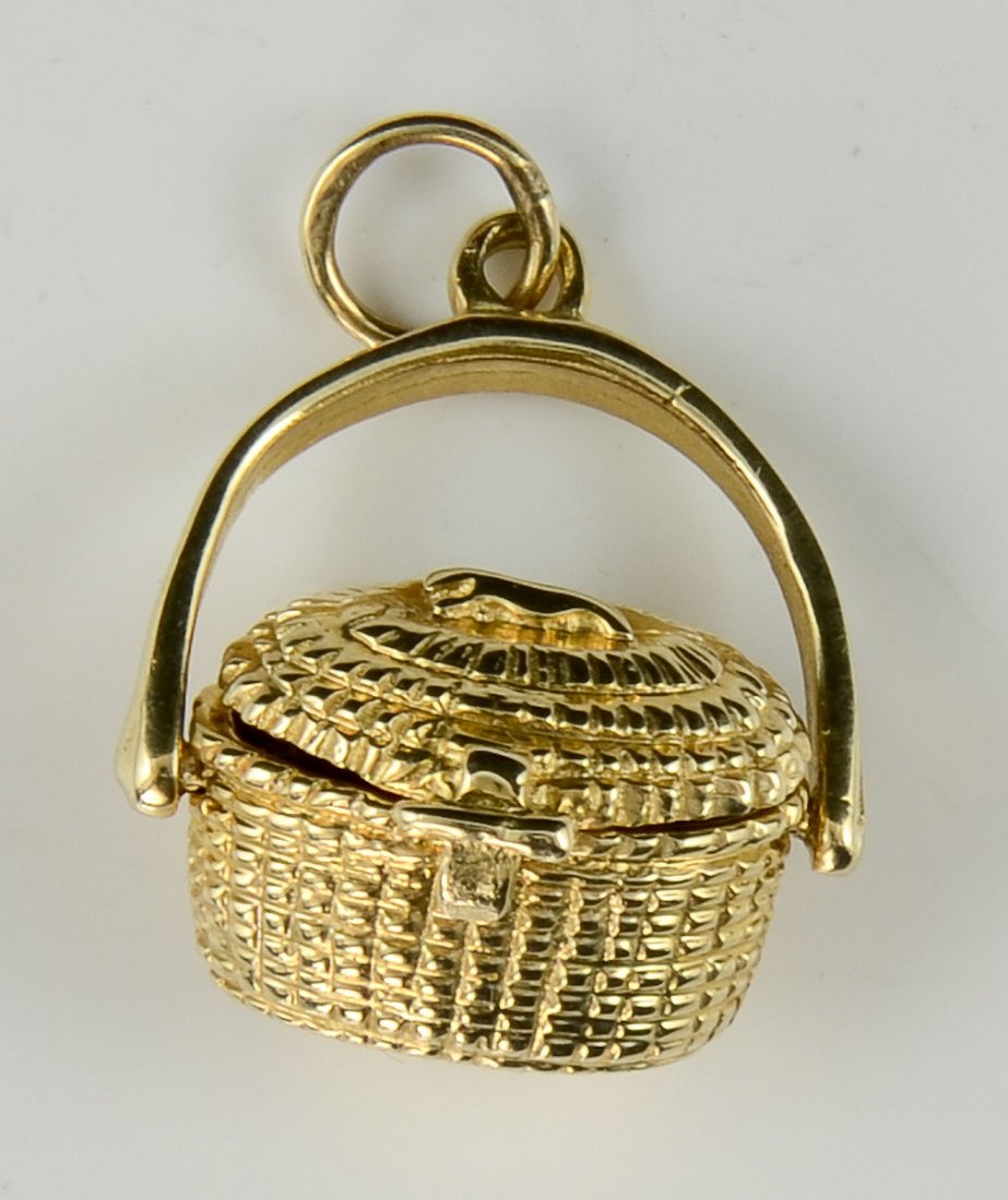 14K Gold Nantucket Basket Purse Charm (1 of 2)