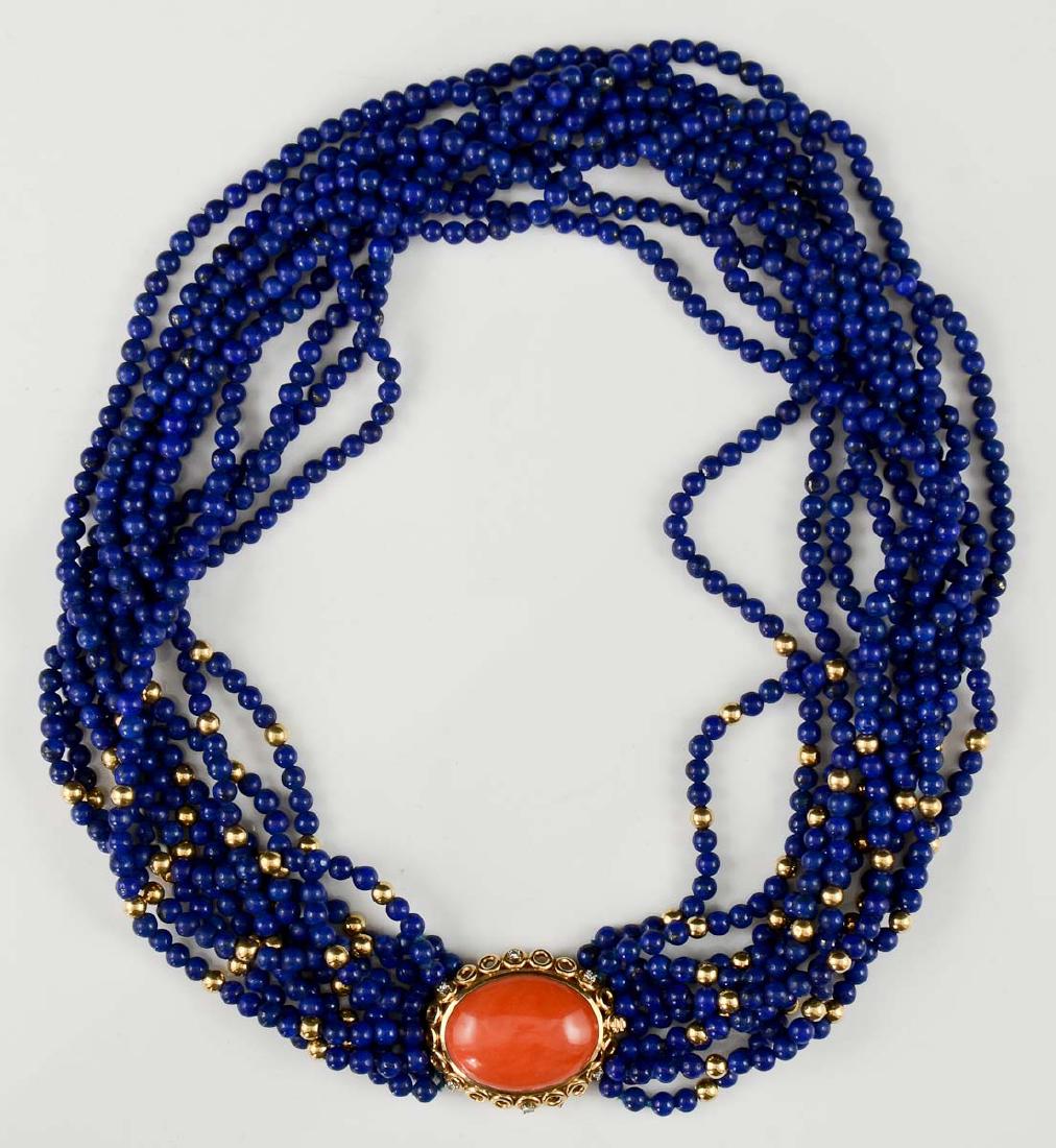 Ladies 14K Diamond & Lapis Necklace (1 of 2)