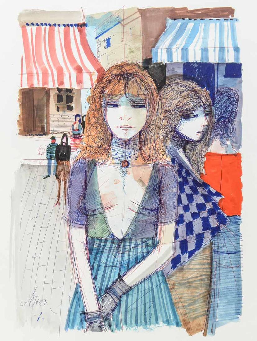 Charles Levier Watercolor Young Women (1 of 2)