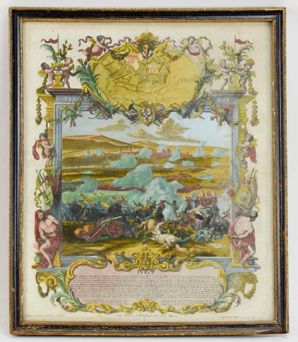 Siege of Turin Map and Engraving (1 of 3)