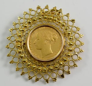 Queen Victoria Gold Coin Set In 14 K Gold Ring Jan 01 2015 Pace Auctions In Il