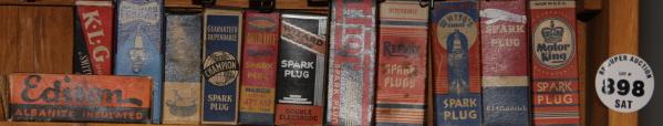 Lot of spark plugs in boxes.: Lot of spark plugs in boxes, incl Edison, Champion etc.