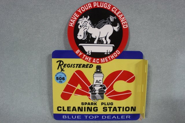 AC SPARK PLUG SIGN: AC SPARK PLUG SIGN ,reproduction flange sign, great graphics