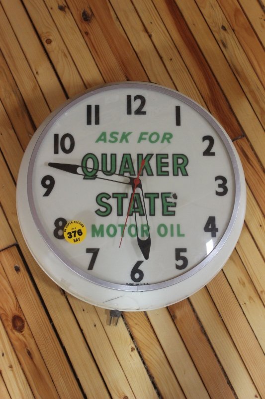 plastic quaker state clock 1950's