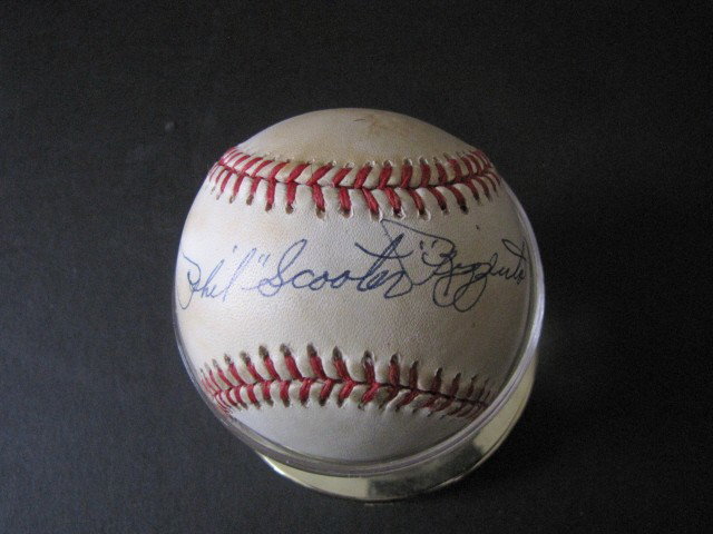 Autographed baseball: Phil :Scooter" Rizzutto ROBAL ball point