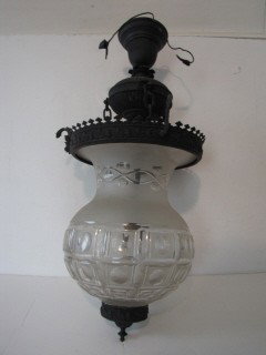 Large glass and brass light fixture: Large glass and brass light fixture