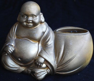 Oriental Hotei God Porcelain Figurine : Vintage Oriental Porcelain figurine, could be toothpick / pencil holder.