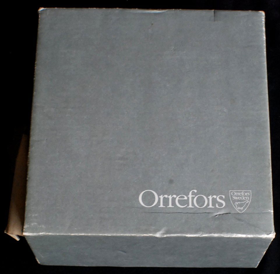 Signed ORREFORS paper weight: Signed ORREFORS paper weight in original box