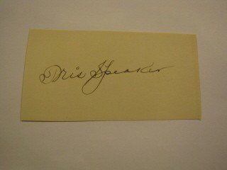 Tris Speaker signature: Tris Speaker signature on a cut album page signed in black ink. Signature has been authenticated by Autograph Certification Expert.