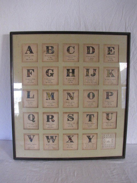 Print, Antique Childs ABC's , framed 26"x24": Antique childs ABCs book, framed & matted, 26"x24"