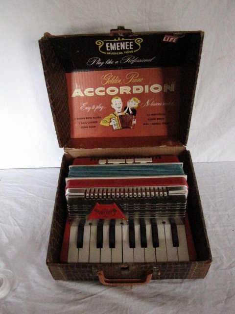 Toy accordian, Golden Piano Accordian: Toy accordian, Golden Piano Accordian, by Emenee Musical Toys
