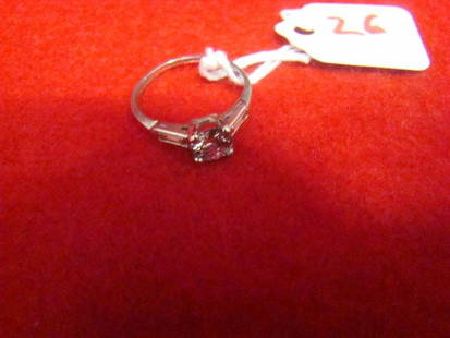 VINTAGE PLATINUM AND DIAMOND ENGAGEMENT RING: Approximately .65 center stone, size 6, shipping fee to be added to invoice.