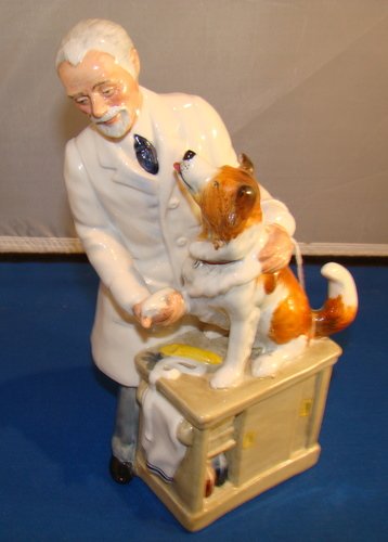 ROYAL DOULTON FIGURINE "THANKS DOC" 2731: Approx. 9" tall, artist signed "B.M.", in excellent condition, buyer arranges shipping, we can recommend local shipper.