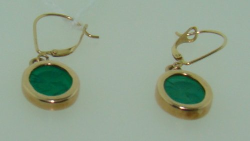 14KT YELLOW GOLD INTAGLIO EARRINGS: Each approx. 1" long, with Intaglio cut design, shipping fee will be added to invoice.