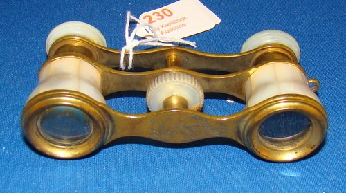 ANTIQUE FRENCH M.O.P. OPERA GLASSES: Approx. 4" long, buyer arranges shipping, we can recommend local shipper.