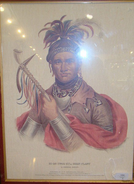 SET OF FOUR ANTIQUE LITHOS OF AMERICAN INDIANS: SET OF FOUR ANTIQUE LITHOS OF AMERICAN INDIANS published by Greenough of Philadelphia;circa mid 19th century ; each being approx. 15x19 in original frames; excellent condition We can recommend local s