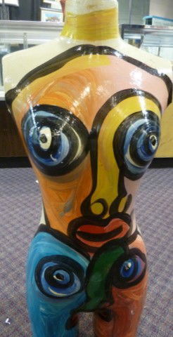 PETER KEIL PAPIER MACHE TORSO: PETER KEIL PAPIER MACHE TORSO hand painted by listed artist; German -American
