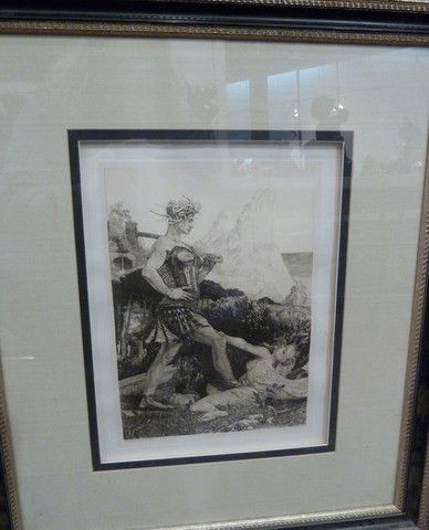 ORIGINAL MAX KLINGER DRY ETHCHING: ORIGINAL MAX KLINGER DRY ETHCHING "DIE ZEIT" Approx 9"x11" plus frame