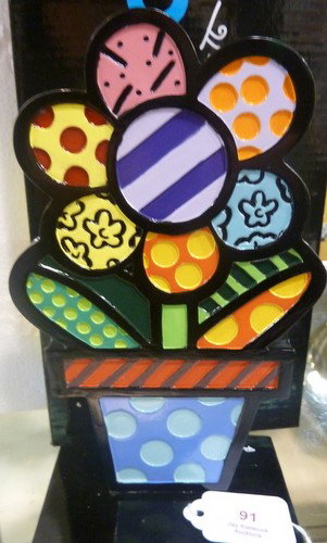 ROMERO BRITTO ICE CREAM CONE SCULPTURE: ROMERO BRITTO ICE CREAM CONE SCULPTURE approx 7" tall; new in box