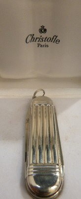 CHRISTOFLE OF PARIS POCKET KNIFE: CHRISTOFLE OF PARIS POCKET KNIFE approx 3" length;mint condition in original box we can recommend local shippers