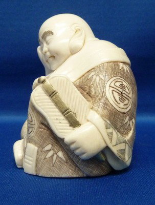 CARVED IVORY SLEEPING BUDDHA SIGNED - 2