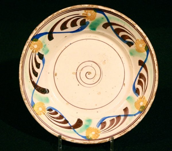 Portuguese deep dish: Portuguese "Ratinho" faience deep dish, 19th Century
