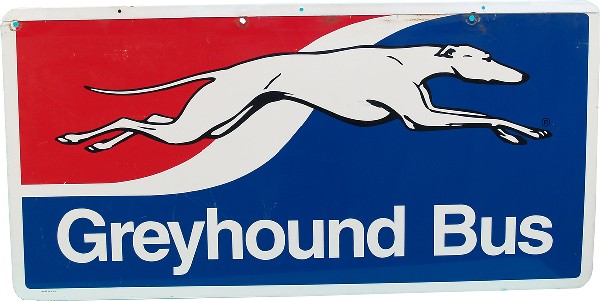 Greyhound Bus Double Sided Tin Sign - 48" x 24": Greyhound Bus Double Sided Tin Sign - 48" x 24"