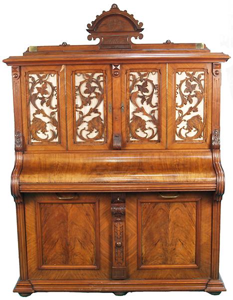 Coin-Op "The Fortuna Orchestrion" "ADLER" Upright: Coin-Op "The Fortuna Orchestrion" "ADLER" Upright Musical Dual Disc Player, German made by E. Leichel & Zonen, ARNHEM c1890's w/ 24 disc's - works w/ keys