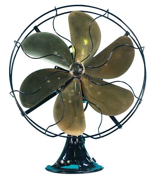 Emerson 6 Brass Blade Oscillating c1930's Countert: Emerson 6 Brass Blade Oscillating c1930's Countertop Fan, type 7366z