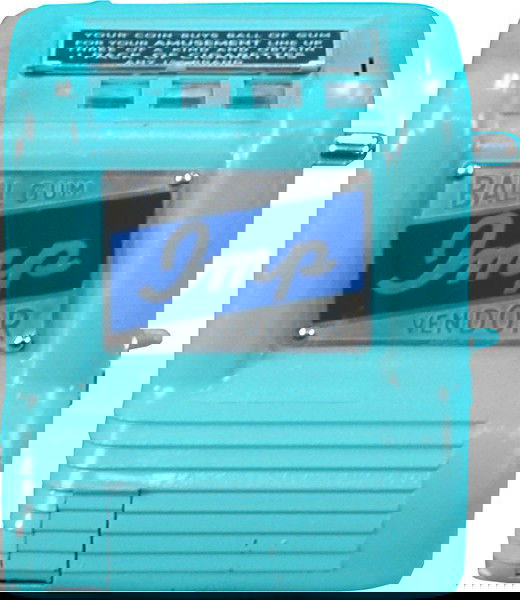 1 Cent "IMP" Ball Gum Vendor Cigarette 3-Reel Trad: 1 Cent "IMP" Ball Gum Vendor Cigarette 3-Reel Trade Stimulator, restored w/ keys