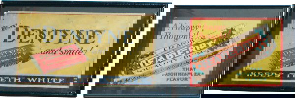 Lot Of 2 Chewing Gum Tin Signs In Frames: Lot Of 2 Chewing Gum Tin Signs In Frames: 1 - Clark's Teaberry - 12" x 9" & 1 - Dentyne - 18" x 9"