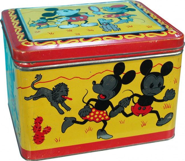 Early Mickey & Minnie Mouse Biscuit Tin Container: Early Mickey & Minnie Mouse Biscuit Tin Container, German made GEBR. Hoffman, THUN. 1015. 783 in nice condition