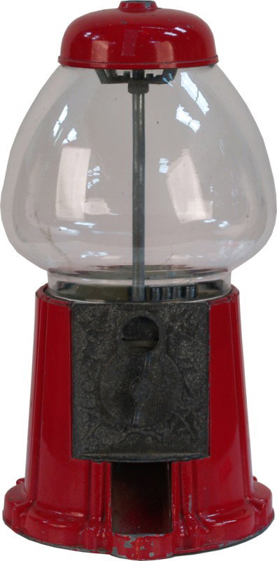 Lot Of 2 Coin-Op Countertop Vending Machines:: Lot Of 2 Coin-Op Countertop Vending Machines: 1 - bulk vending machine, red looks like it might be an Advance machine & 1 - 1 cent Ford gumball vending machine c1950 w/ marquee