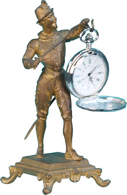 Antique 3 Musketeer Figure w/ Sword Pocket Watch: Antique 3 Musketeer Figure w/ Sword Pocket Watch Holder w/ new pocket watch for display