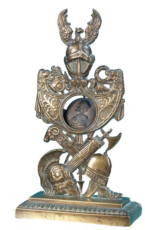Antique Bronze Early Military Themed Pocket Watch : Antique Bronze Early Military Themed Pocket Watch Holder w/ new pocket watch for display - 11" tall