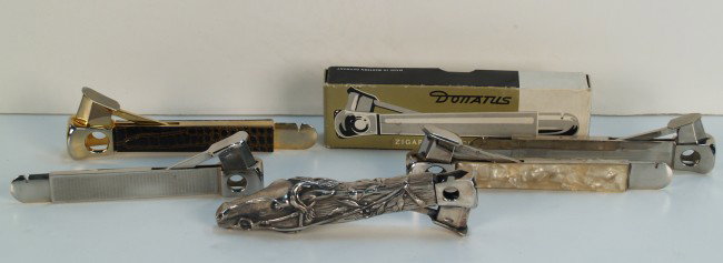 Lot Of 5 Larger Hand-Held Cigar Cutter's:: Lot Of 5 Larger Hand-Held Cigar Cutter's: 1 - shape of horse head & 1 - in original box
