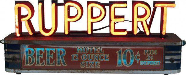 ""RUPPERT"" Neon Box Sign ""Beer Hotel 12 Ounce Si: ""RUPPERT"" Neon Box Sign ""Beer Hotel 12 Ounce Size - 10 cent"", all original - 25"" x 10"" x 6"" deep