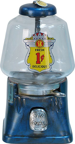 1 Cent Countertop Silver King Bulk Vending Machine: 1 Cent Countertop Silver King Bulk Vending Machine c1946 w/ keys