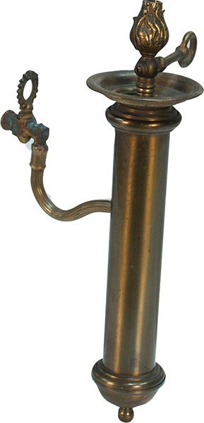 Victorian Brass Wall Mount Cylinder Gas Cigar Ligh: Victorian Brass Wall Mount Cylinder Gas Cigar Lighter, consignor claims from Goldfield Hotel