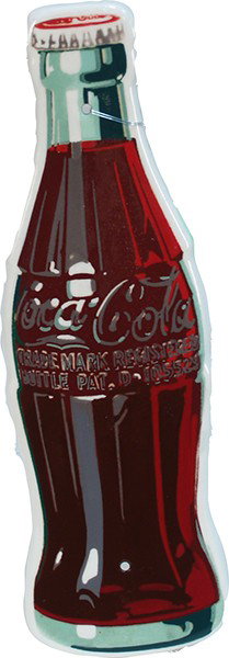 Die-Cut Porcelain Coca Cola Bottle Shape Sign: Die-Cut Porcelain Coca Cola Bottle Shape Sign - 4"" x 12""