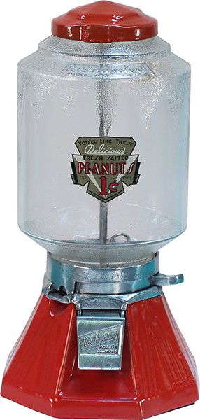 1 Cent Countertop Porcelain Northwestern 33 Peanut: 1 Cent Countertop Porcelain Northwestern 33 Peanut Bulk Vending Machine c1933 w/ barrel lock & keys