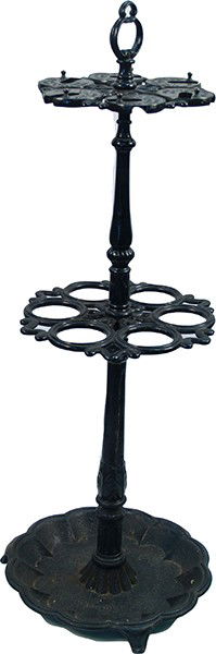 Cast-Iron Floor Model Pool Cue Rack: Cast-Iron Floor Model Pool Cue Rack MFG By Wheeler & Wilson Broadway, NY. pat. Feb. 7, 1860, very rare and rack could also be used for canes & umbrella's - 41"" tall