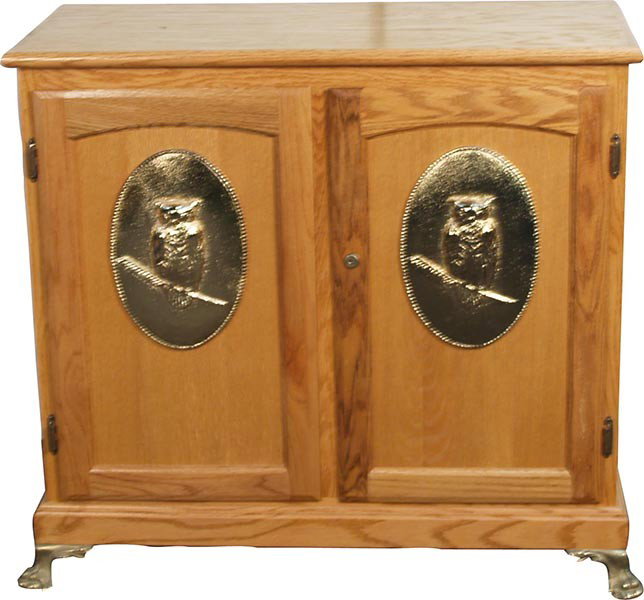 Wooden Double Slot Machine Stand: Wooden Double Slot Machine Stand w/ brass owls on door's - 37"" x 17"" x 34"" tall