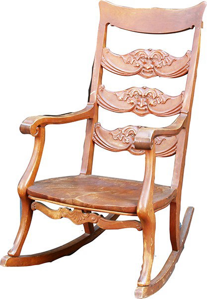 Early Carved ""Greenman"" Rocking Chair: Early Carved ""Greenman"" Rocking Chair