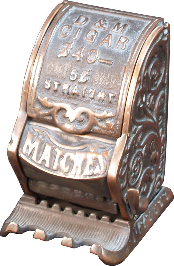 Vintage Countertop Or Wall Mount Cast-Iron D&M Cig: Vintage Countertop Or Wall Mount Cast-Iron D&M Cigar Match Dispenser by ST'D Gum Match Works Pittsburgh, PA.